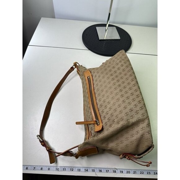 Vintage Dooney & Bourke Tan Signature Canvas Leather Monogram Shoulder Bag Purse - Picture 11 of 12